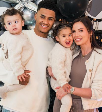 Ollie Watkins with his girlfriend Ellie Aldreson and children
